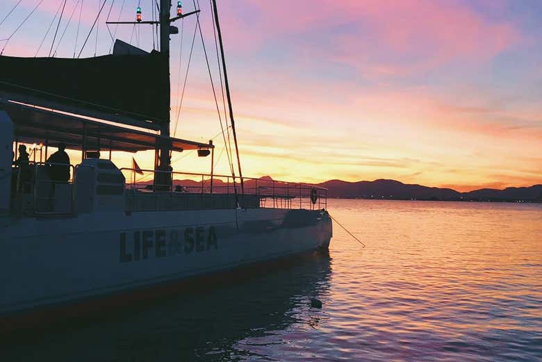 Naviguez dans la baie de Palma au coucher du soleil 