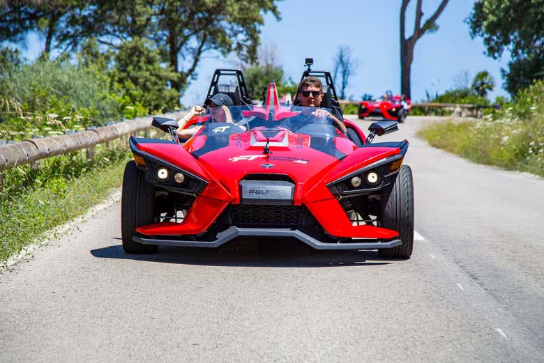 À bord du Slingshot à trois roues